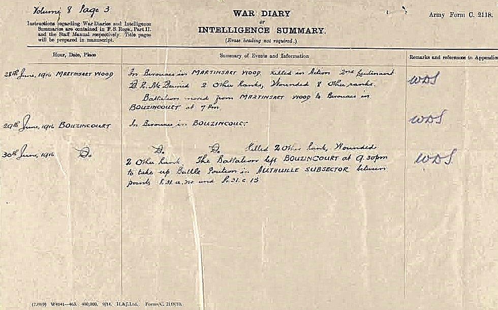 War Diary Scan