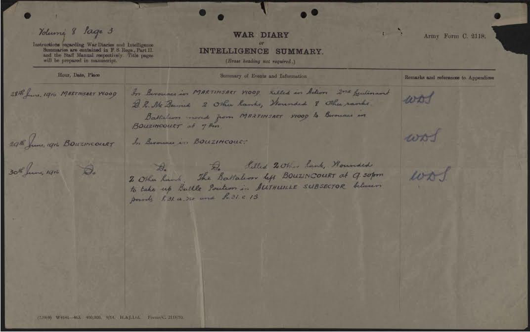War Diary Scan